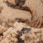 Swirled coffee and chocolate ice cream scoop.