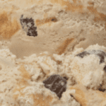 Cookie dough ice cream with chocolate chunks.