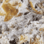 Close-up of cookies and cream ice cream.