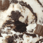 Chocolate and vanilla ice cream with chunks.