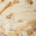 Close-up of caramel swirl ice cream.