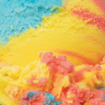 Rainbow sherbet with vibrant colors close-up.